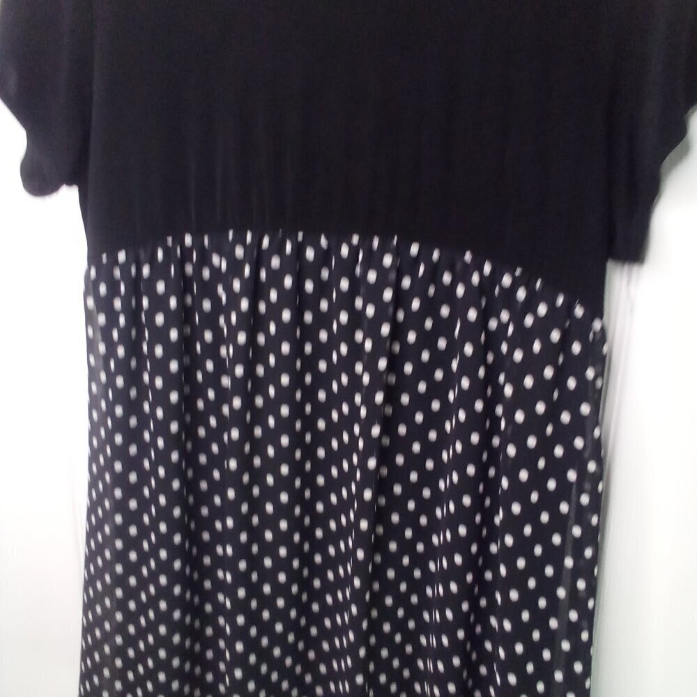 Citiknits Dress Women L Short Sleeve Polka Dot Black White - Picture 16 of 16